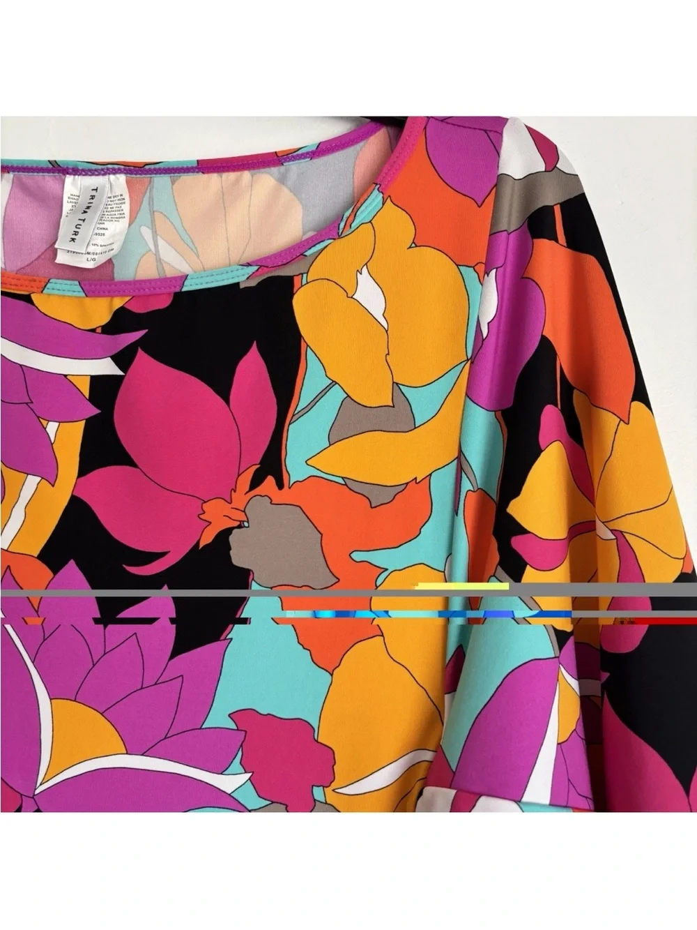 Trina Turk Floral Swim Cover Up Tunic Mini Dress Pink Pink Yellow